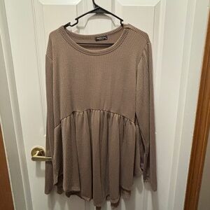 HEIMISH USA Taupe Ribbed Tunic Top